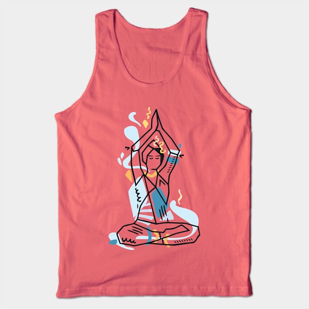 Yoga geometric asanas - meditation lotus pose with hands up Tank Top by XOOXOO